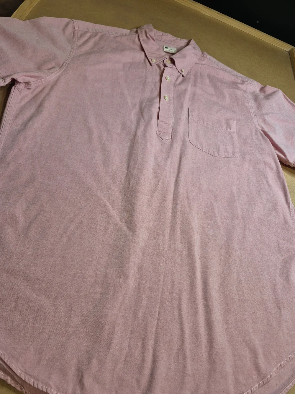 Men's Casual Pink 1/4 Button-Down Shirt with Pocket 4337/6